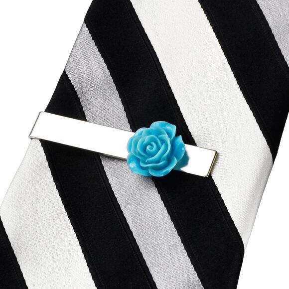 Other - Turquoise Blue Rose Tie Clip